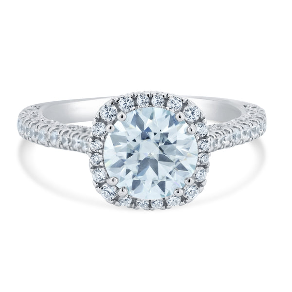 Rhodium Plated 925 Sterling Silver 2 Carat Moissanite Stones with CZ Engagement Ring - MBGR00016