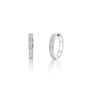 Rhodium Plated 925 Sterling Silver Huggie Moissanite Studded 14.5mm Hoop Earring - MDGE00004