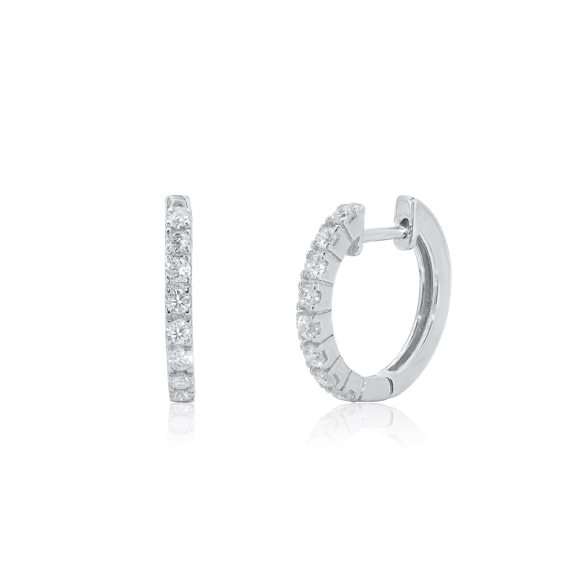 925 Sterling Silver Moissanite Huggie Earrings main image 1