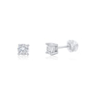 Rhodium Plated 925 Sterling Silver Round Moissanite Studded 5mm Stud Earring - MDGE00011