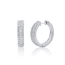 Rhodium Plated 925 Sterling Silver Moissanite Studded 12.5mm Hoop Earring - MDGE00012