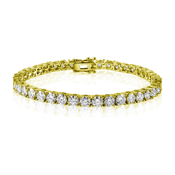Gold Plated 925 Sterling Silver Moissanite Stone 5mm Tennis Bracelet - MGMB00087GP