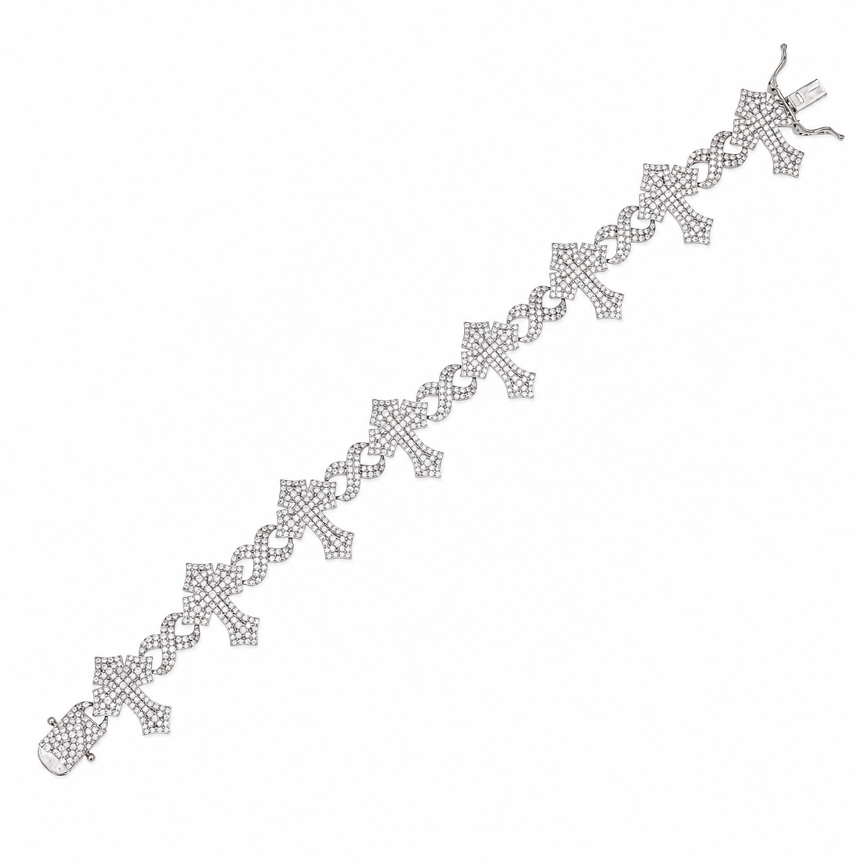 Rhodium Plated 925 Sterling Silver Moissanite Cross Infinity Necklace or Bracelet - MGMB00115 | MGMN00033