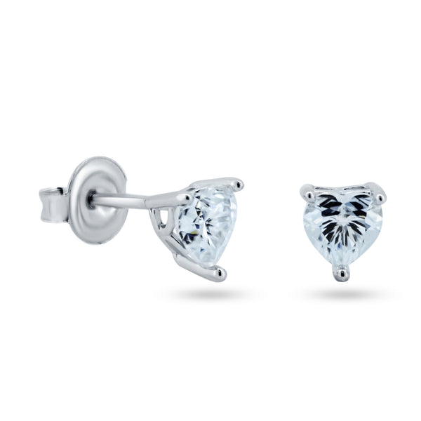 Sterling Rhodium Plated 925 Sterling Silver Moissanite Stone Heart Earring - MGME00004