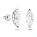 Sterling Rhodium Plated 925 Sterling Silver Moissanite Stone Marquise Earring - MGME00005
