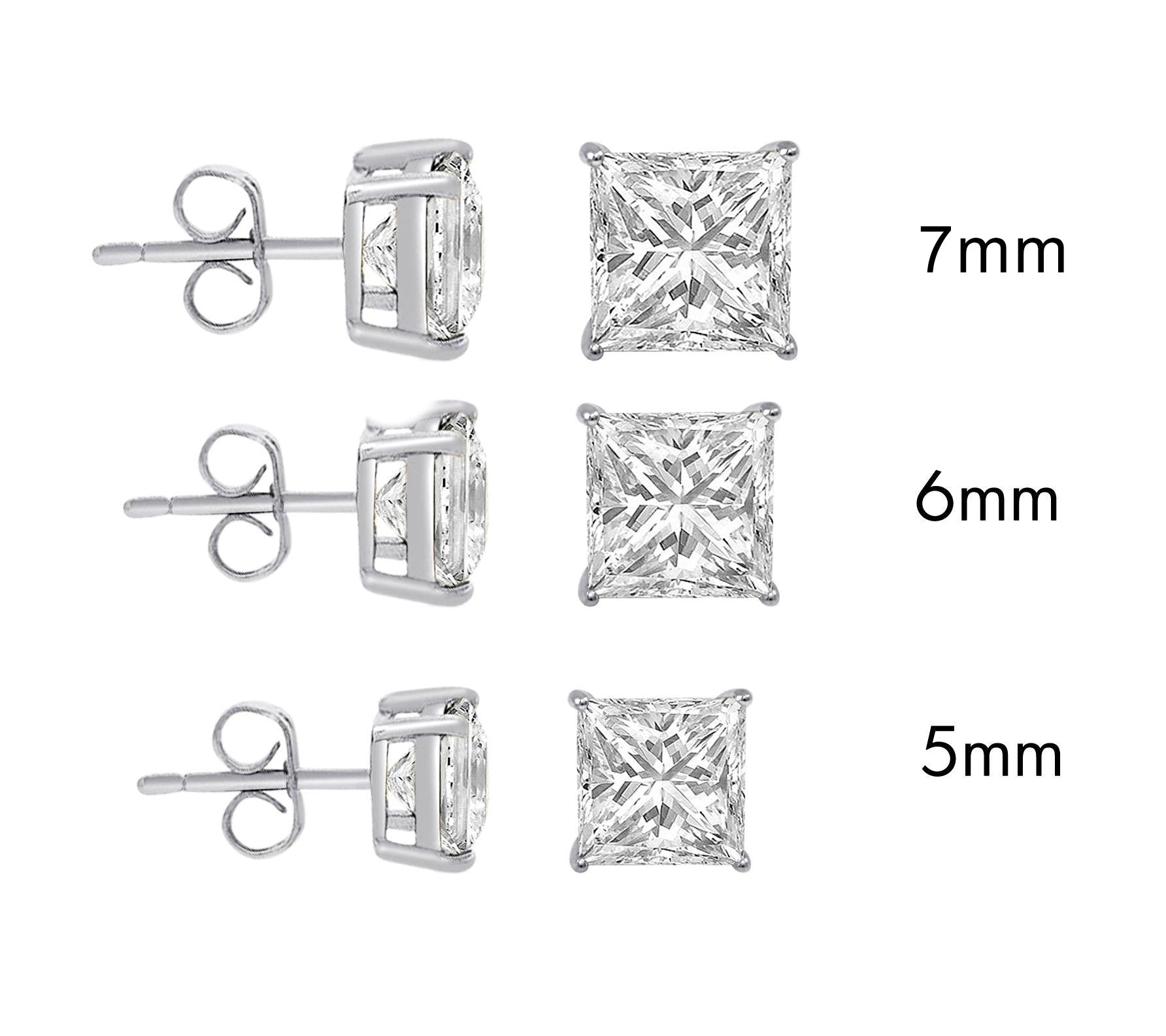 Sterling Rhodium Plated 925 Sterling Silver Moissanite Stone Square Push Back Earring - MGME00009