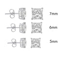 Sterling Rhodium Plated 925 Sterling Silver Moissanite Stone Square Push Back Earring - MGME00009