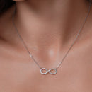 Rhodium Plated 925 Sterling Silver Infinity Moissanite Stone Adjustable Necklace - MGMN00019