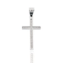 Rhodium Plated 925 Sterling Silver Moissanite Cross 13.3mm x 21.7mm Pendant - MGMN00021