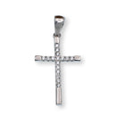 Rhodium Plated 925 Sterling Silver Moissanite Cross 12.6mm x 19.8mm Pendant - MGMN00023