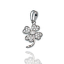 Rhodium Plated 925 Sterling Silver Moissanite Four Leaf Clover 9.6mm x 15mm Pendant - MGMN00024
