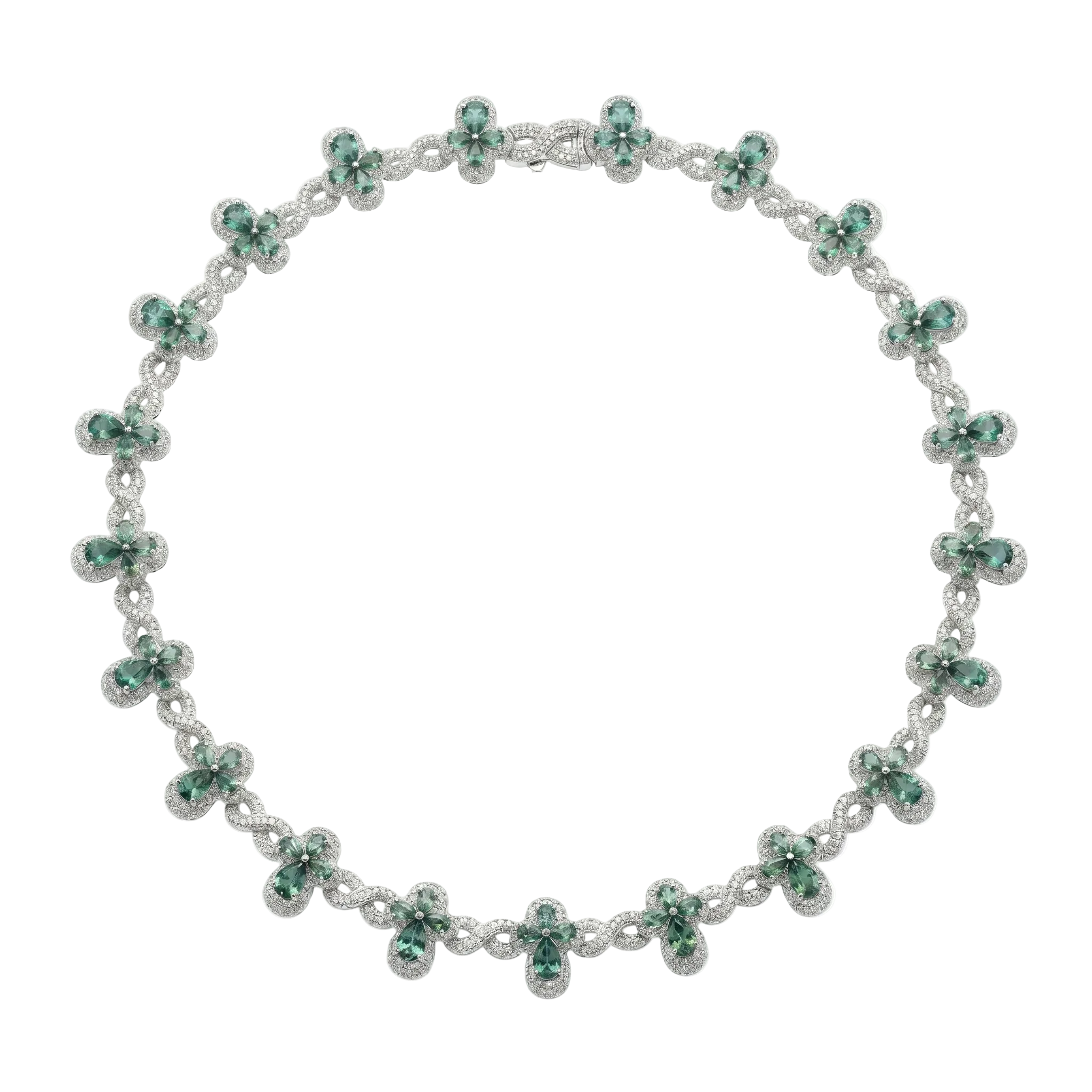 Rhodium Plated 925 Sterling Silver Moissanite Infinity Cross Necklace - MGMN0030