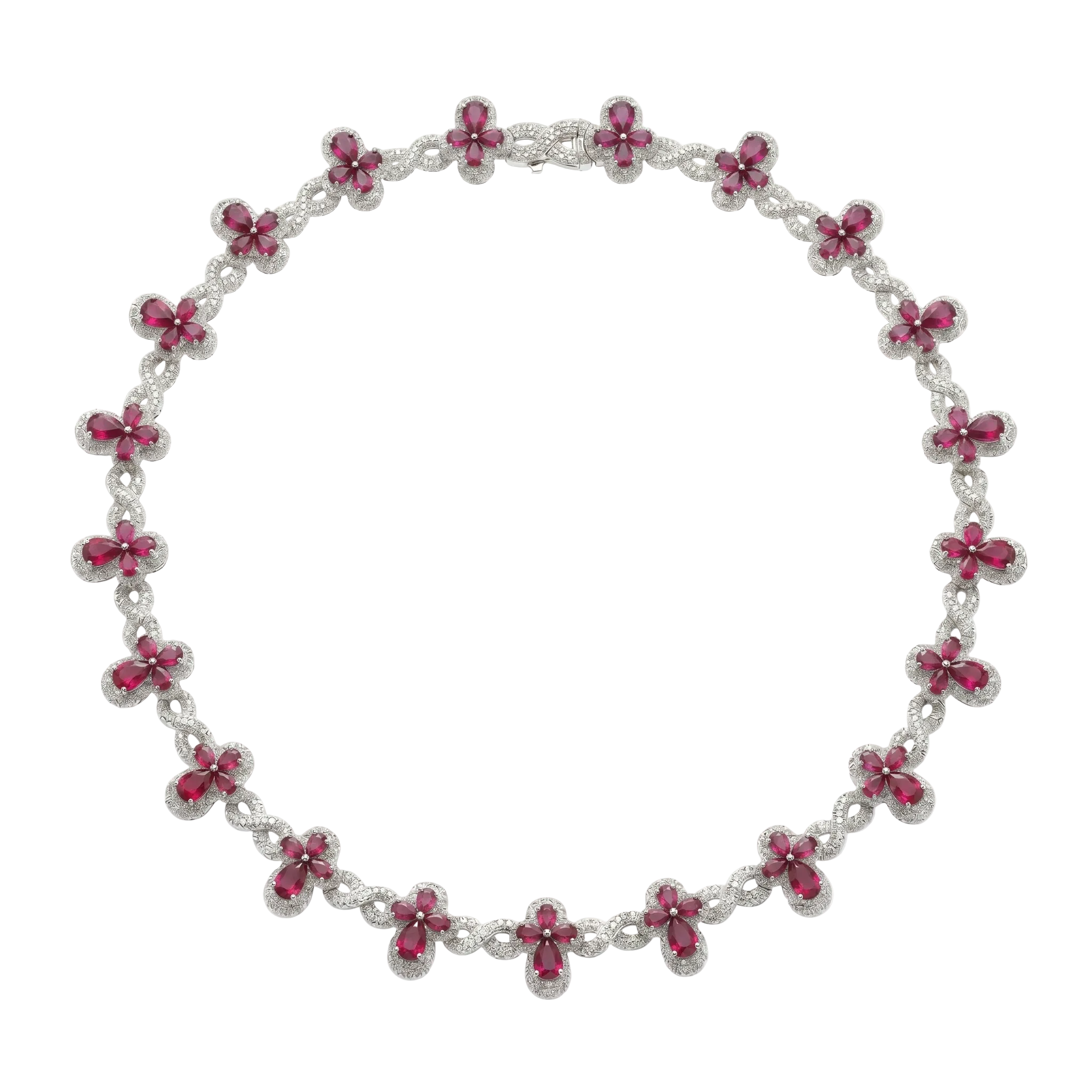 Rhodium Plated 925 Sterling Silver Moissanite Infinity Clover Necklace - MGMN0030