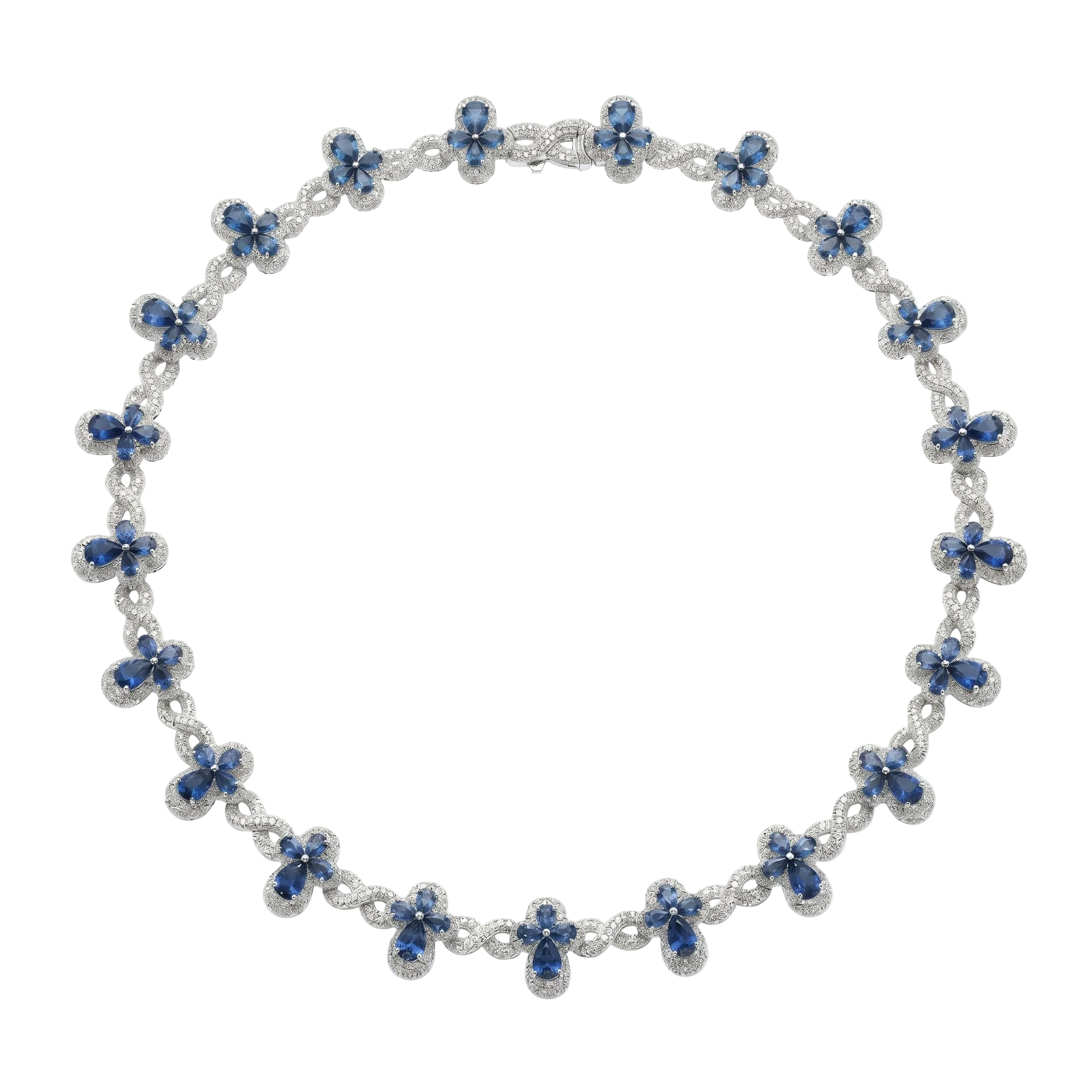 Rhodium Plated 925 Sterling Silver Moissanite Infinity Clover Necklace - MGMN0030