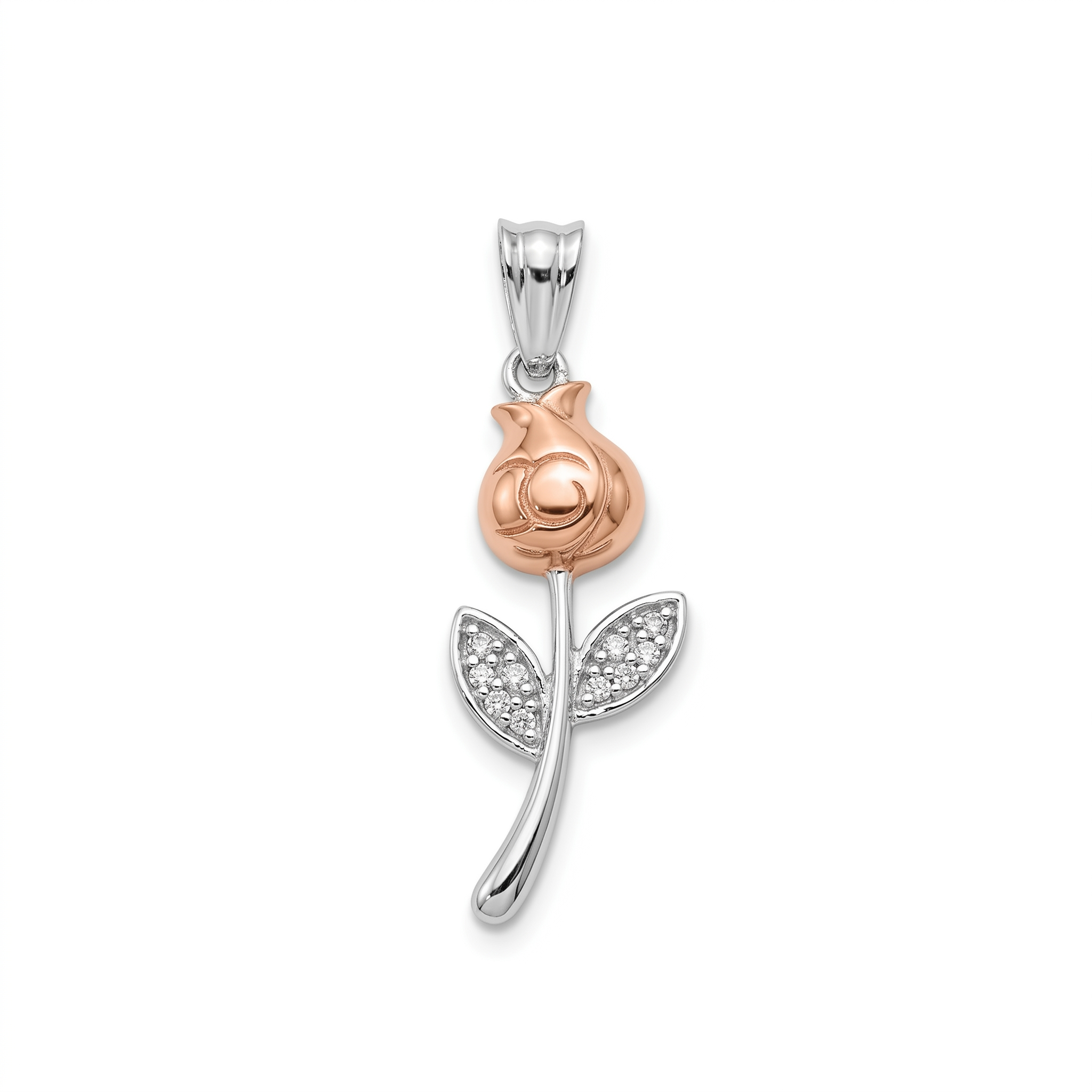 Two-Tone Plated 925 Sterling Silver Moissanite Rose Pendant - MGMP00021 | MGMP00016