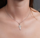 Rhodium Plated 925 Sterling Silver Moissanite Cross Pendant - MGMP00110