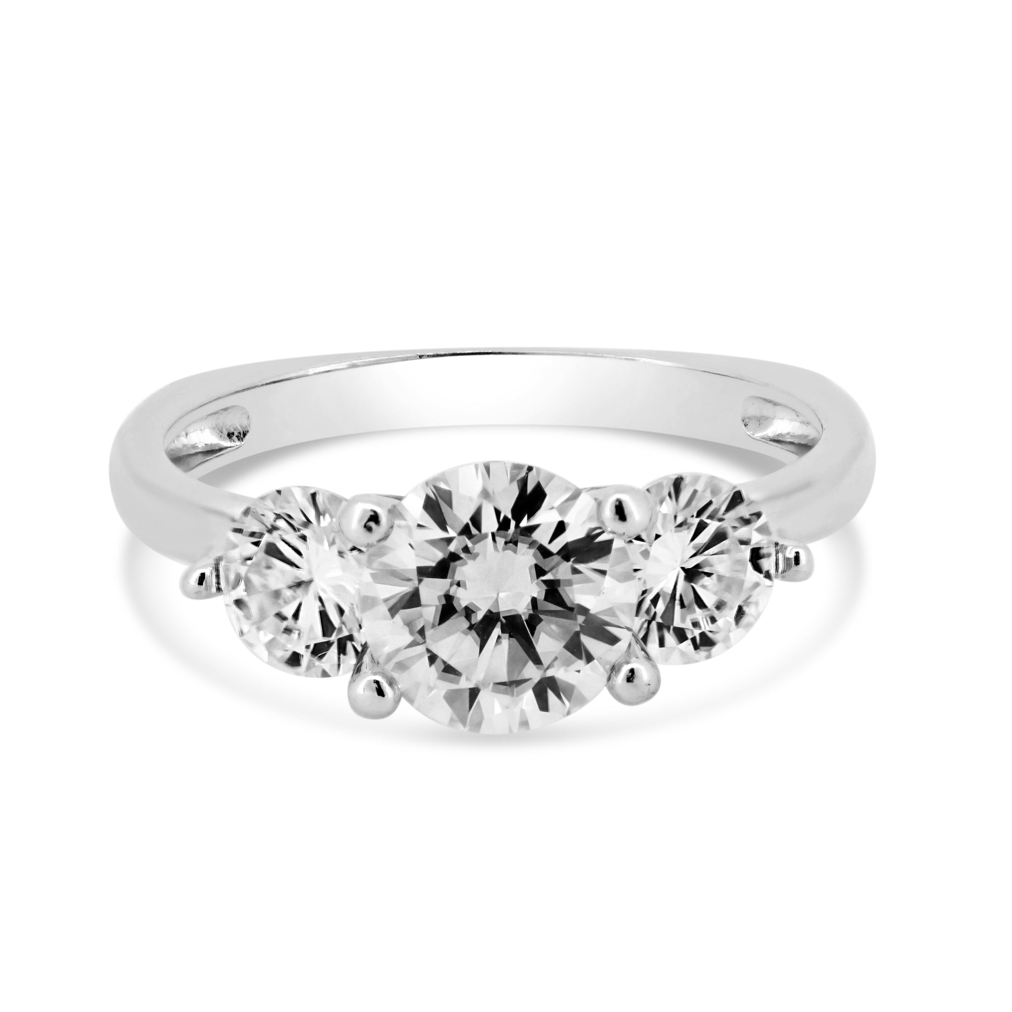 Silver 925 Rhodium Plated Past Present & Future Moissanite Ring