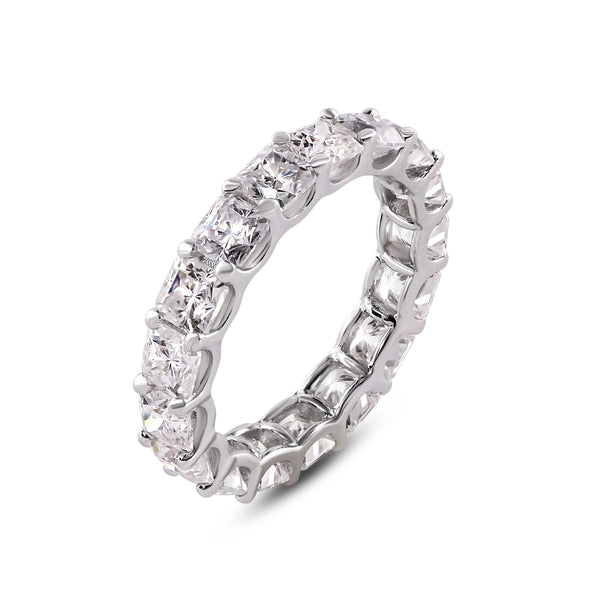 925 Sterling Silver Rhodium Moissanite 3.8mm Eternity Band Ring - MGMR00006