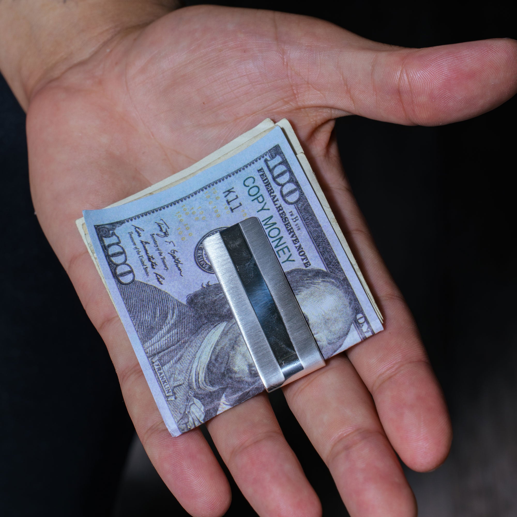 Silver 925 High Polished and Matte Finished Money Clip - MONEYCLIP1