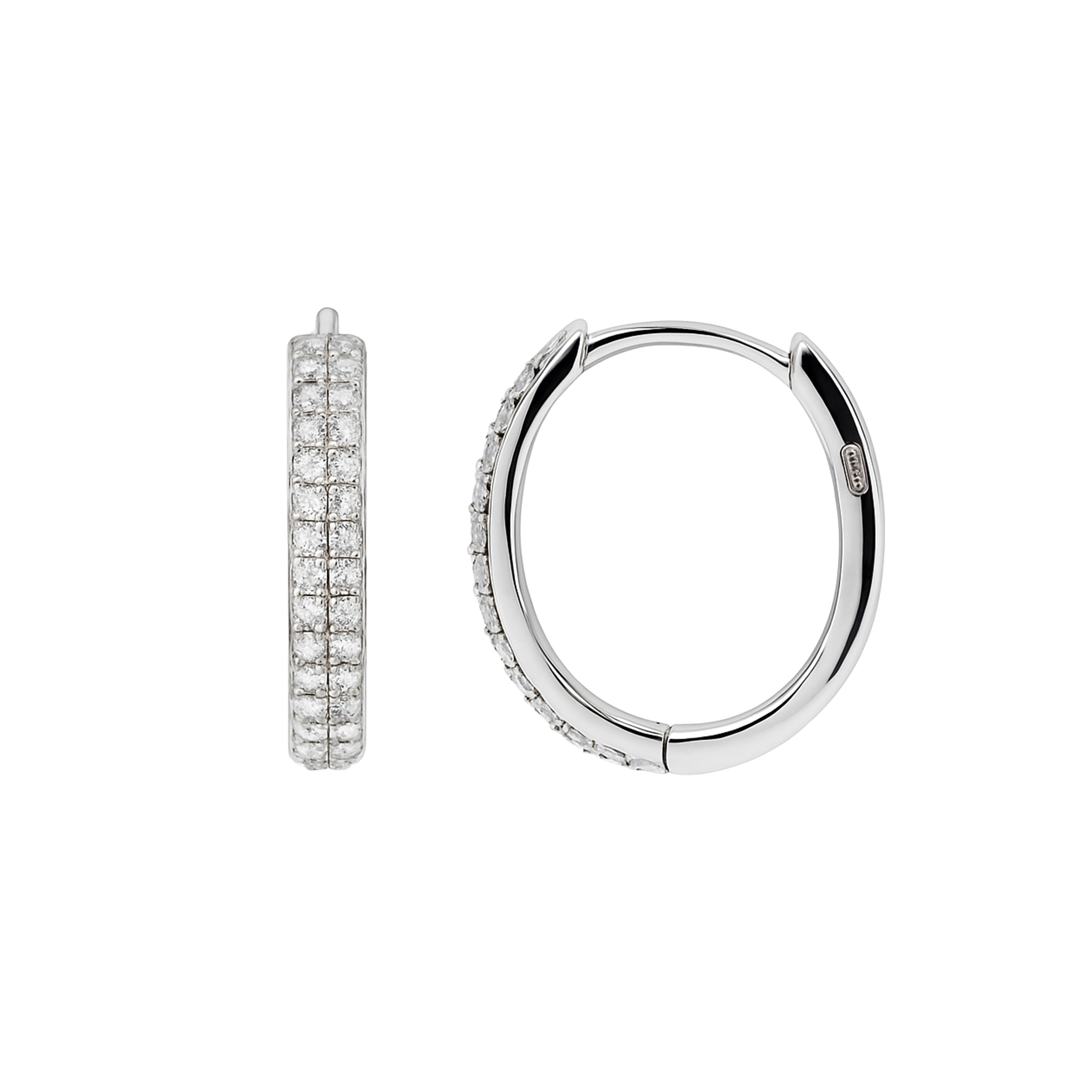 Rhodium Plated 925 Sterling Silver Moissanite Micro Pave Huggie Hoop 11mm Earring - MTGE00006