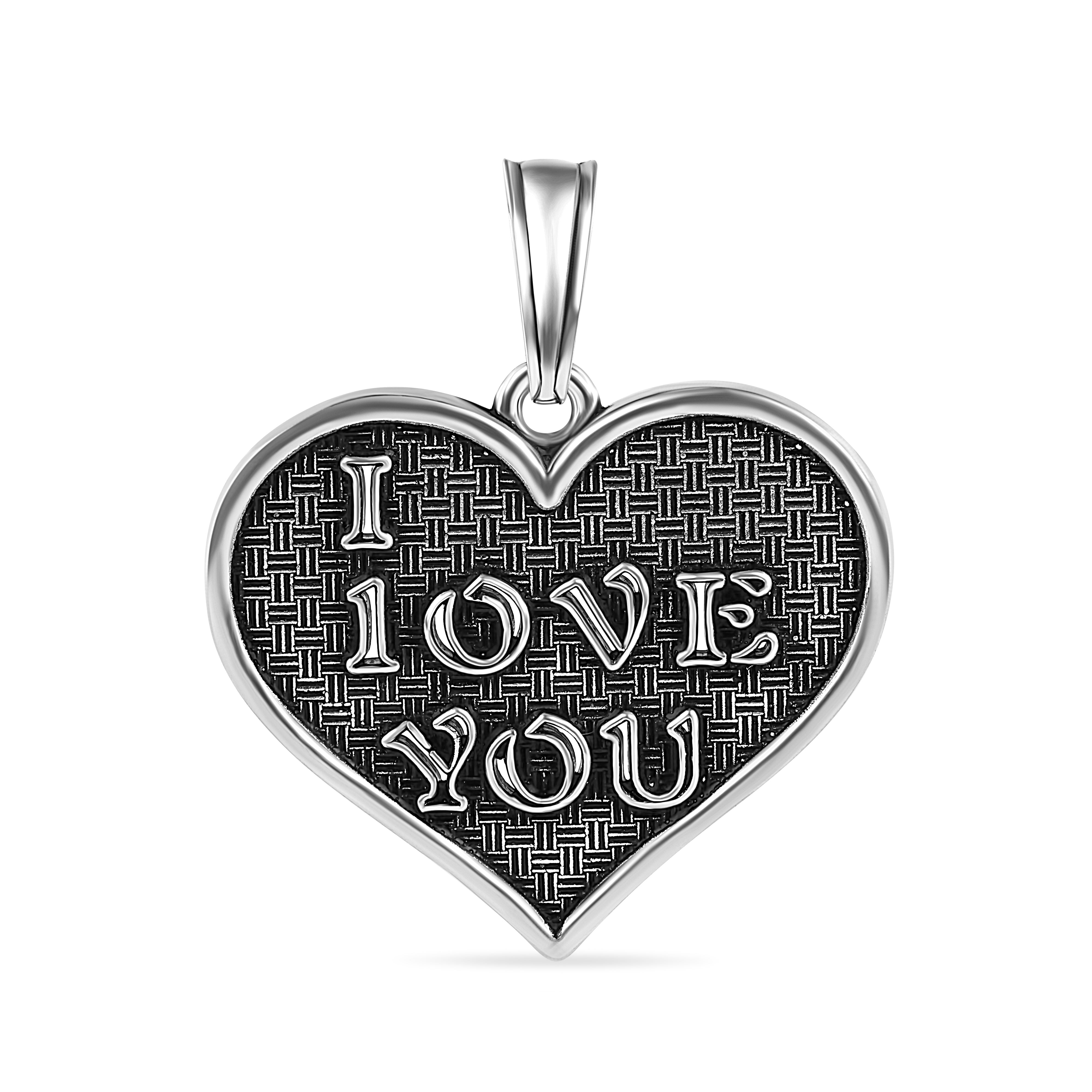 Oxidized 925 Sterling Silver I LOVE YOU Heart Pendant - OXP00045