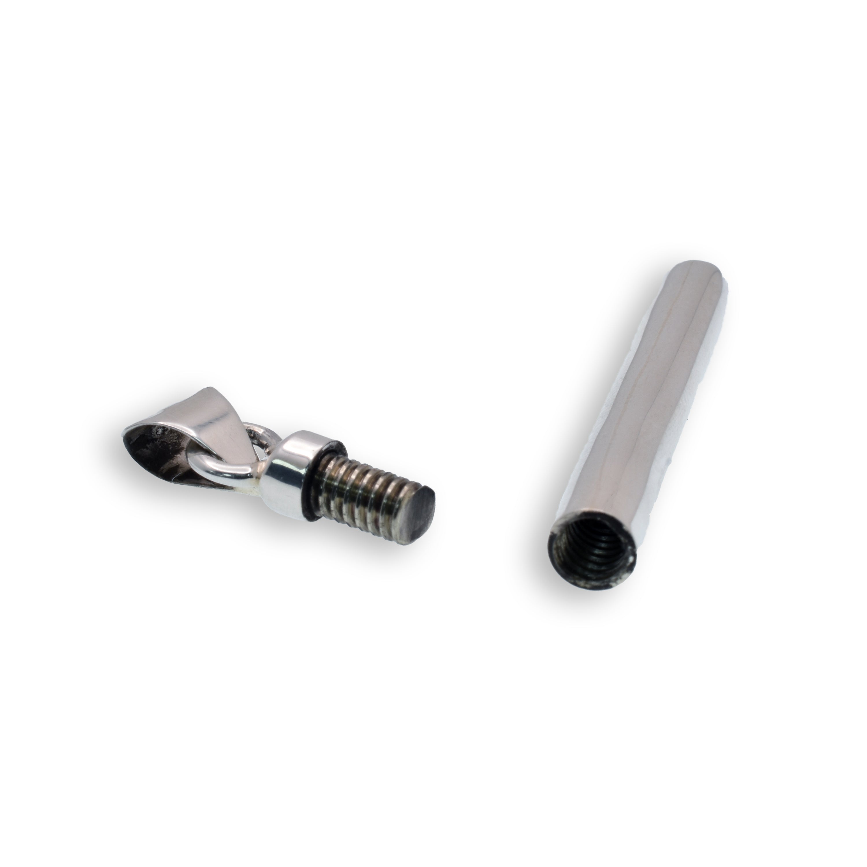 High Polished 925 Sterling Silver Cylinder Memorial Screw Top Bail Pendant - OXP00071