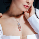 Liquidación - Colgante de plata de ley 925 rodiada con circonitas transparentes y rosas - P000009