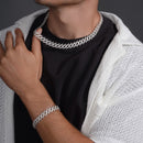 Rhodium Plated 925 Sterling Silver CZ Encrusted Spike Barbed Wire 13mm Chain or Bracelet - PAN00237