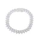 Rhodium Plated 925 Sterling Silver CZ Encrusted Spike Barbed Wire 10mm Chain or Bracelet - PAN00238
