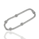 Rhodium Plated 925 Sterling Silver Iced Out Flower 10mm Monaco Necklace - PAN00240