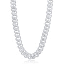 Rhodium Plated 925 Sterling Silver Pave CZ Iced Out Cuban Link 15mm Chain or Bracelet - PAN00243