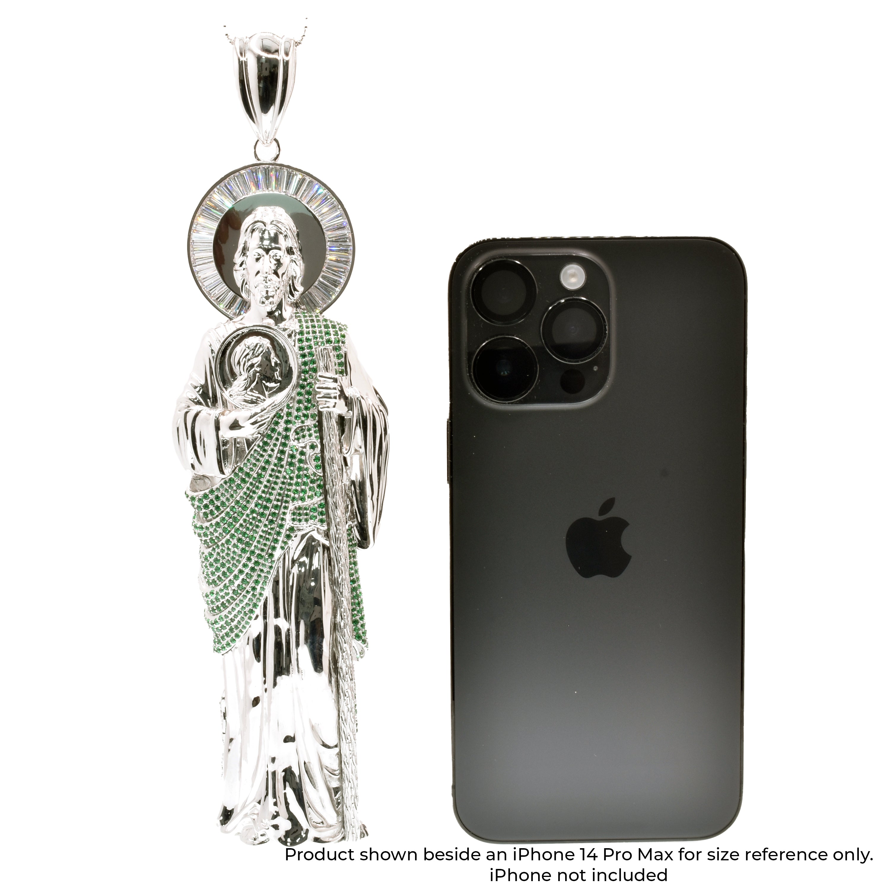 Colgante de cruz de plata de ley 925 rodiada con corte de diamante y circonita cúbica transparente de 26,5 mm x 38,4 mm - GMP00186