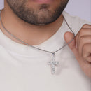 Rhodium Plated 925 Sterling Silver Nugget Cross 23.5mm x 35.3mm Pendant - PAP00208