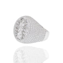 Rhodium Plated 925 Sterling Silver Iced Santa Muerte Statement Clear CZ 21.4mm Ring - PAR00440