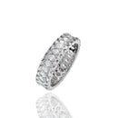 Rhodium Plated 925 Sterling Silver 5.4mm Triple Row Eternity Band Clear CZ Ring - PAR00446
