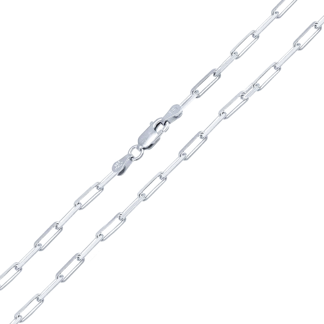 925 Sterling Silver Flat Edge Paperclip Chain or Bracelet