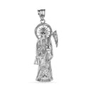 Oxidized 925 Sterling Silver Santa Muerte Pendant - SCP00002 L