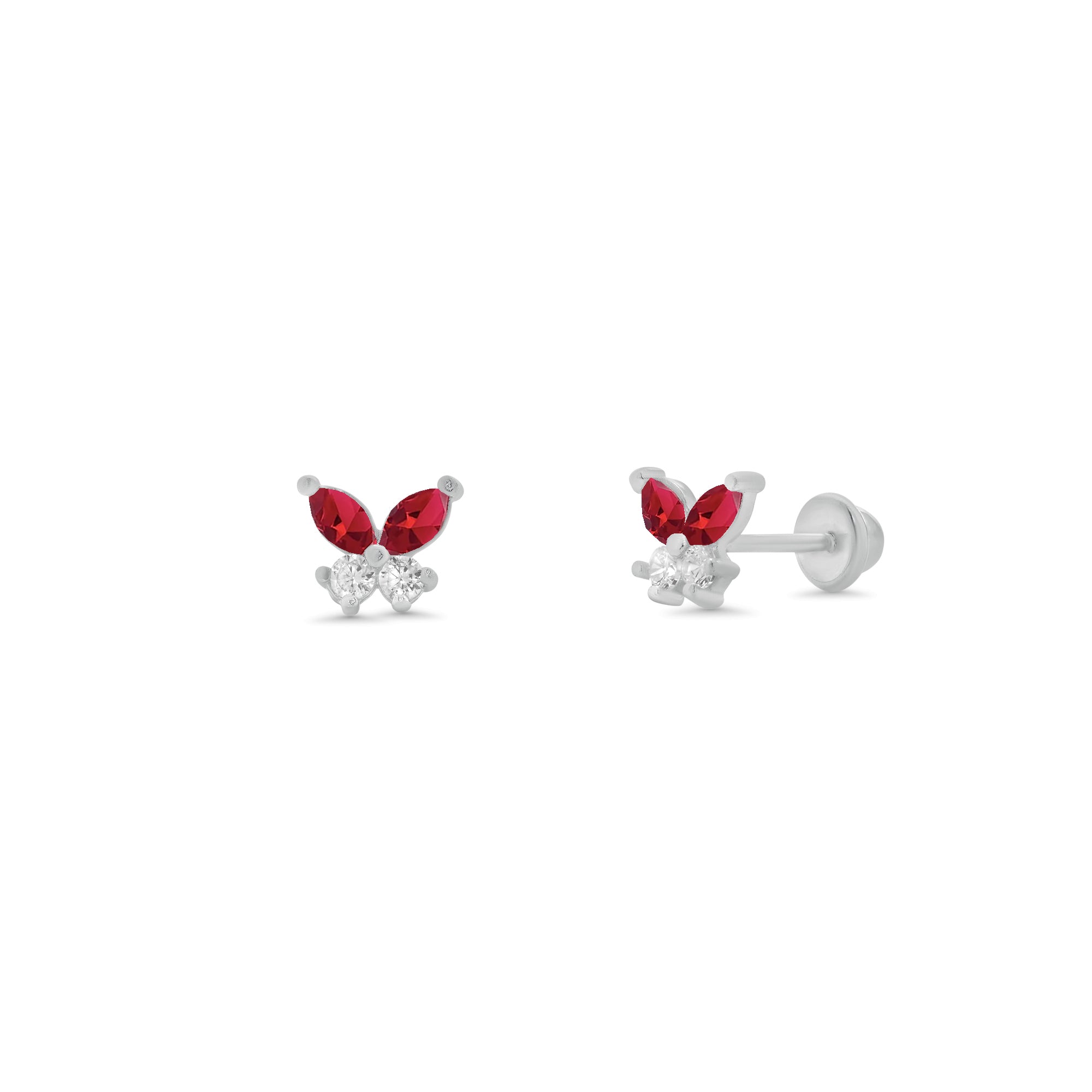 High Polished 925 Silver CZ Butterfly Earring - SIL00005
