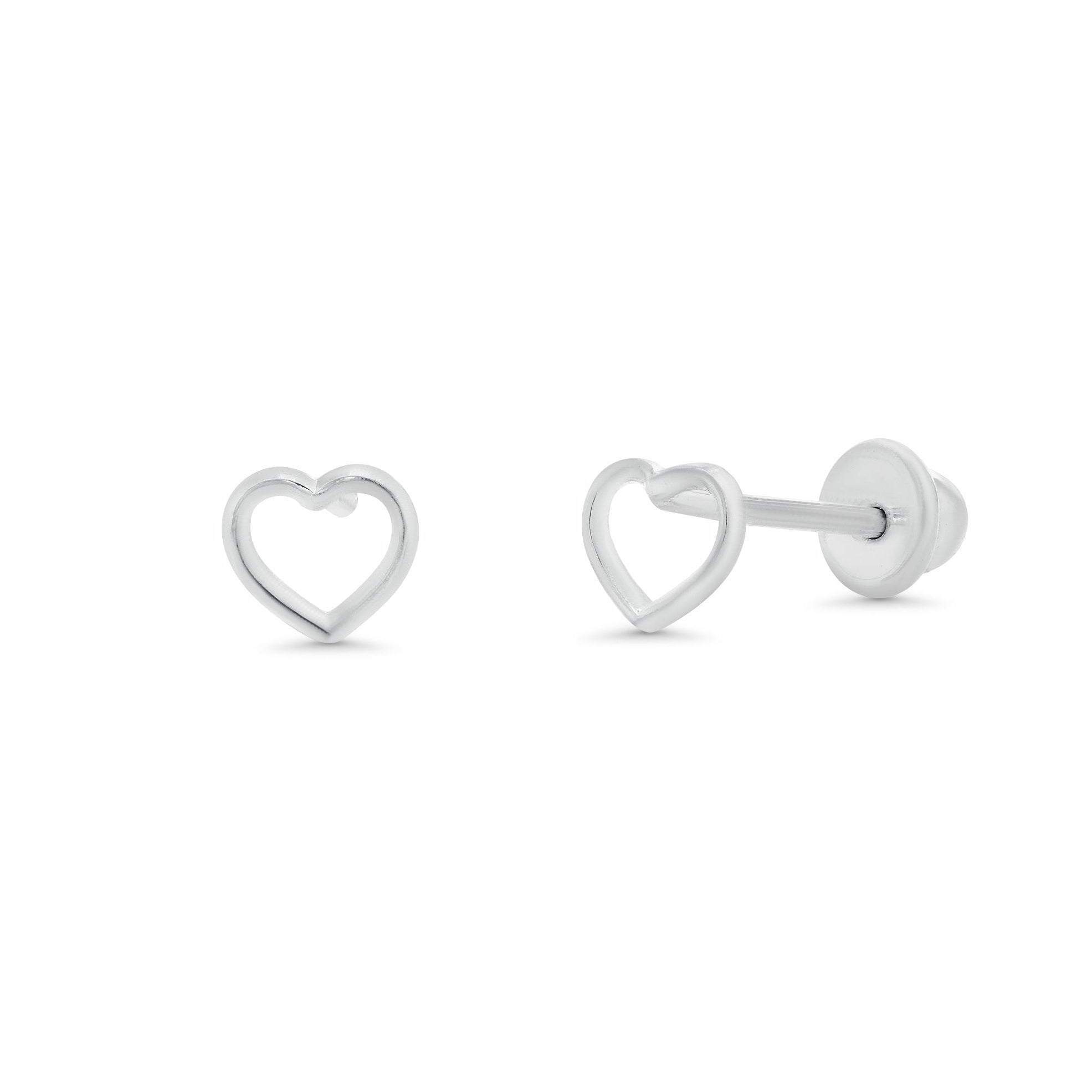 High Polished 925 Silver Heart Silhouette Earrings - SIL00012