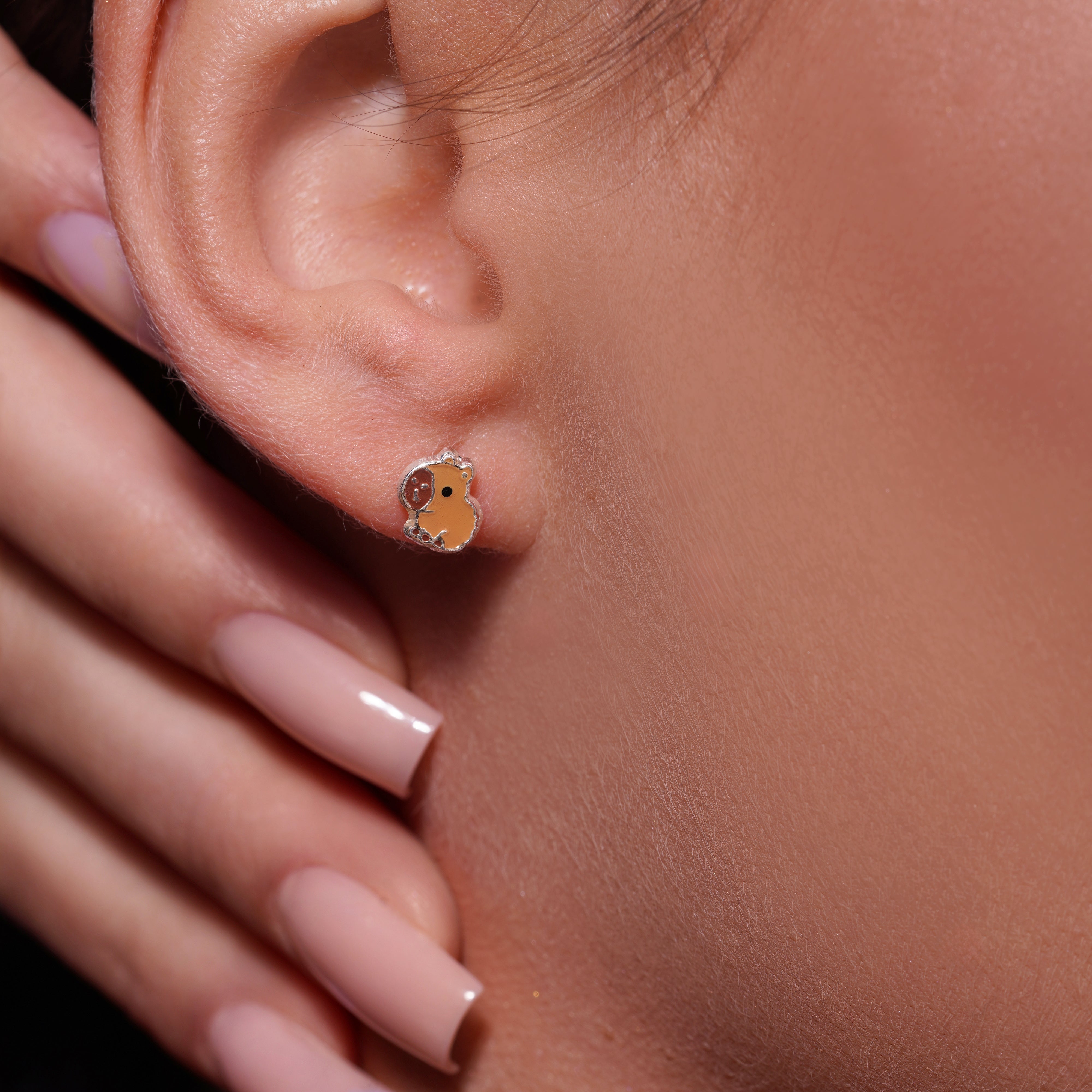 High Polished 925 Silver Capybara Earrings- SIL00016