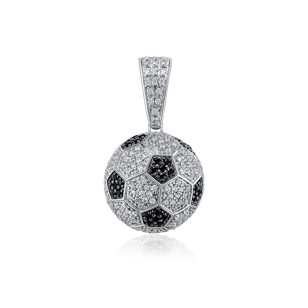 Colgante de plata de ley 925 rodiada con circonitas transparentes y negras - SLP00353