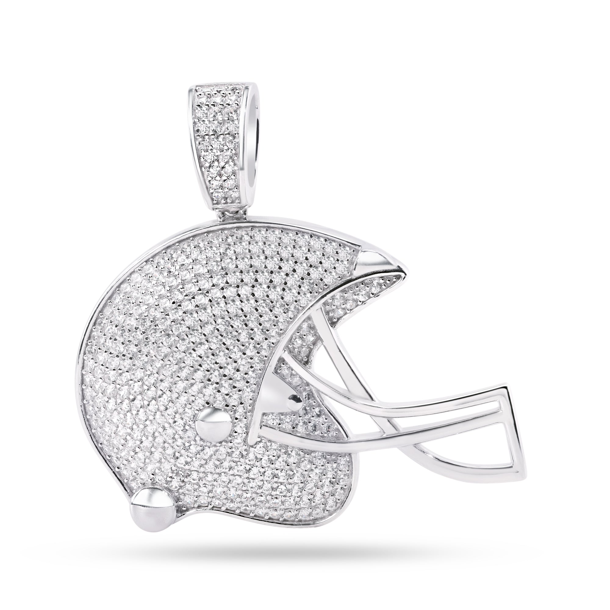 Colgante de casco de fútbol americano en plata de ley 925 rodiada con circonita cúbica transparente - SLP00354