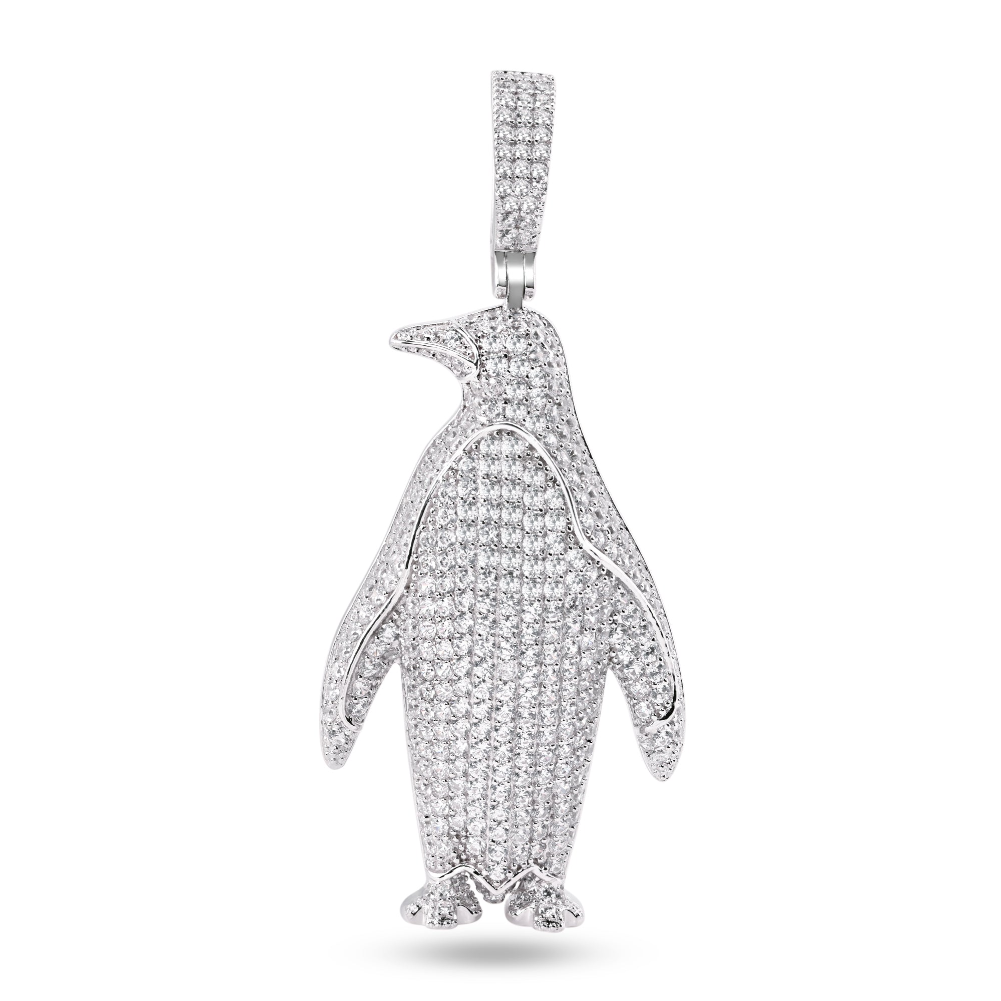 Colgante de pingüino con circonita cúbica transparente en plata de ley 925 rodiada - SLP00355