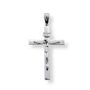 Rhodium Plated 925 Sterling Silver Diamond Cut Jesus Cross 24.6mm x 37.8mm Pendant - SLP00016