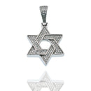 Rhodium Plated 925 Sterling Silver Star Of David Iced Out Clear CZ 23mm Pendant - SLP00491