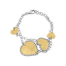 Pulsera de eslabones de corazón en plata de ley 925 con baño de oro y rodio en dos tonos y acabado mate - SPB00017