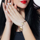 Pulsera de eslabones de corazón en plata de ley 925 con baño de oro y rodio en dos tonos y acabado mate - SPB00017