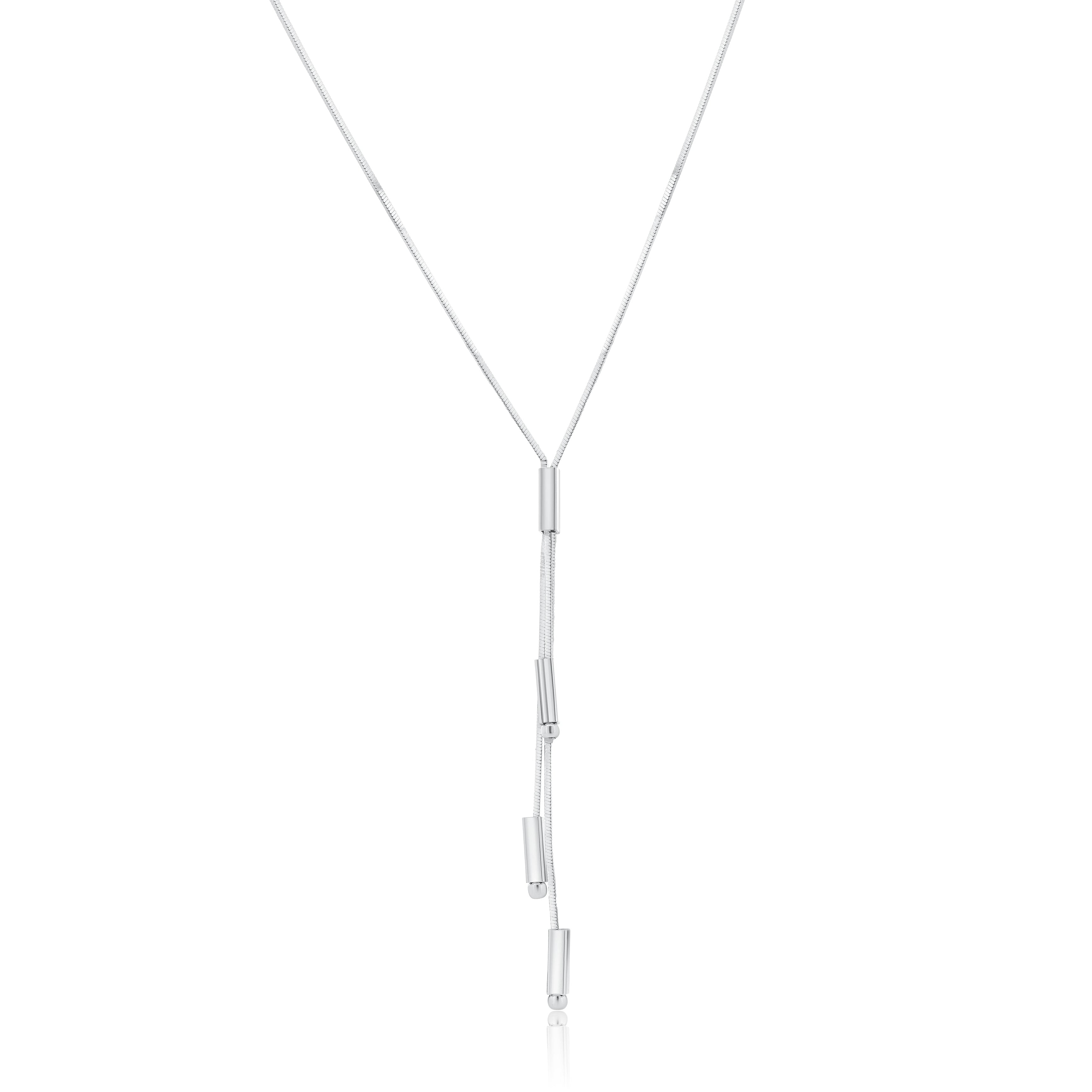 Collar colgante de múltiples tubos y cuentas de plata de ley 925 rodiada - SPN00031