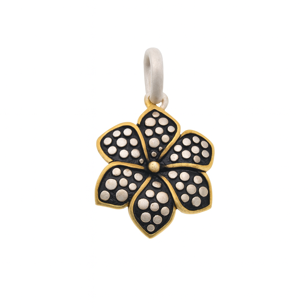 Clearance-Sterling Silver Matte Finish 2 Toned Flower Pendant - SPP00019