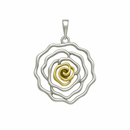 Liquidación - Colgante de plata de ley mate con diseño de flor en dos tonos - SPP00030